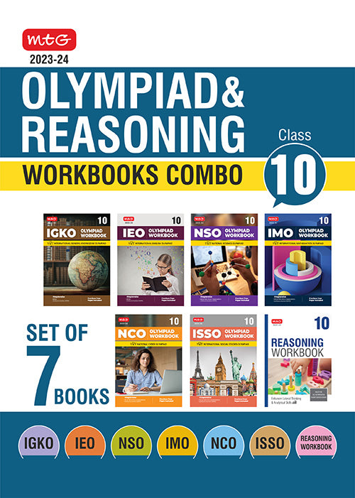 MTG Class 10: Work Book and Reasoning Book Combo for NSO-IMO-IEO-NCO-IGKO-ISSO