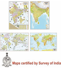 Load image into Gallery viewer, India & World Map ( Both Political & Physical ) with Constitution of India Chart| Set Of 5 | Useful for UPSC and other exams
