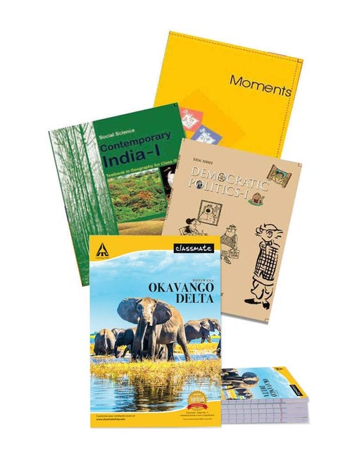 NCERT Class 9 Books (English Medium)with Single line notebook (Pack of 7 notebooks) Latest edition as per NCERT/CBSE