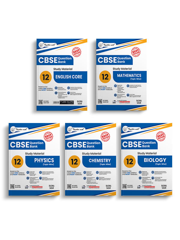 Together With CBSE Class 12 English Core, Mathematics, Physics, Chemistry & Biology (Set of five books) Question Bank Exam 2025-2026 (Based on the latest Syllabus)
