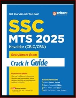 Arihant SSC MTS 2025 Havaldar (CBIC/CBN) Guide | Crack It Recruitment Exam Book | Latest Syllabus | PYQs, MCQs & Notes | General Intelligence, Maths, English, GK | English Medium