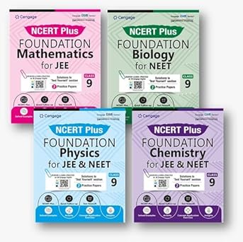 Cengage NCERT Plus Foundation Class 9th (4-Book Set ) Physics + Chemistry +Mathematics + Biology