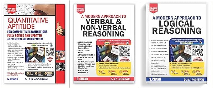 R S Agarwal - Quantitative Aptitude, Logic Reasoning & Verbal Reasoning (Set of 3 books)