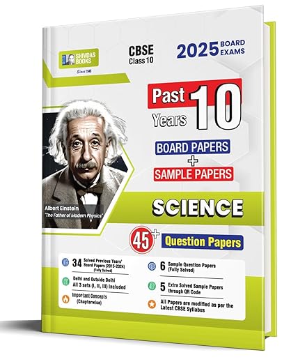 Shivdas CBSE Class 10 Previous 10 Years Solved Papers (2015-2024) Fully Solved Science 10+ CBSE Sample Papers Delhi and OD All Sets (I,II,III) for 2025 Board Exams | Latest Syllabus