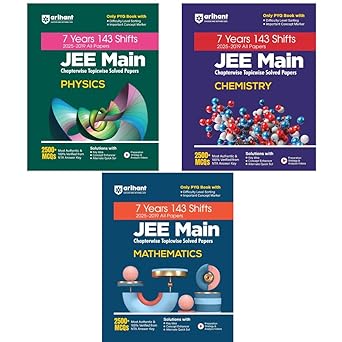 Arihant - JEE Main Physics + Chemistry + Mathematics Combo ( Set of 3 Books ) - 7 Years 143 Shifts (2019 - 2025) All Papers - Chapterwise Topicwise Solved Papers - 2500+ MCQs - New Edition 2025 - 26