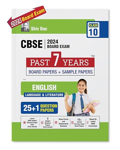 Shivdas CBSE Class 10 English Language & Literature Past 7 Years Board Papers and Sample Question Papers for 2024 Board Exams