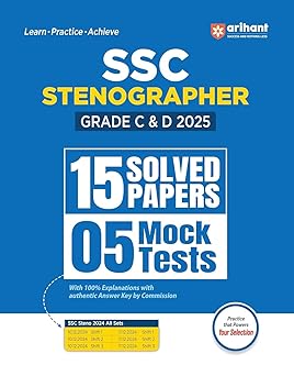 Arihant SSC Stenographer Grade C And D 15 Solved Papers 5 Mock Tests Latest Edition 2025 English Medium