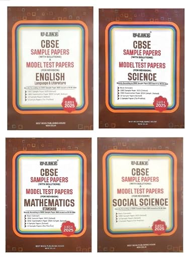 U Like Combo Class 10 English Language Litarature & Mathematics & Science & Social Science Sample Papers With Solutions & Model Test Papers For Revision Set Of 4 Books CBSE Examination