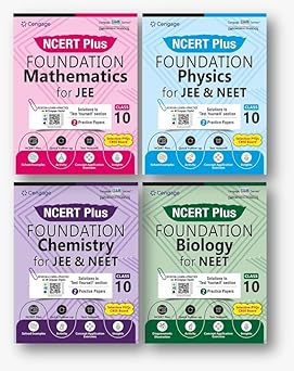 Cengage NCERT Plus Foundation (4-Book Set ) Physics + Chemistry +Mathematics + Biology Class 10