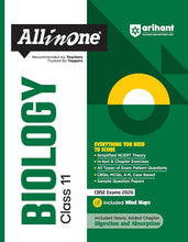 Load image into Gallery viewer, Arihant All in One Biology Class 11 for CBSE Exams 2025-26 | Revised Edition as per latest syllabus | Simplified Theory, In Text &amp; Chapter Exercises, All Types of Exam Pattern Questions, CBQs, MCQs, A-R, Case Based, Sample Question Papers, Mind Maps
