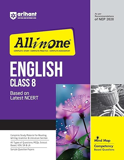 Arihant All In One English Class 8th Based On Latest NCERT For CBSE Exams 2025 | Mind map | All type of Questions, MCQs, Extract Based, VSA, SA & LA