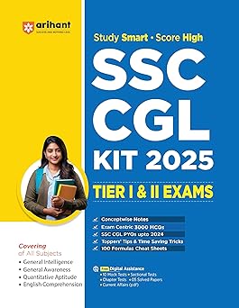 Arihant SSC CGL Kit 2025 for Tier 1 & 2 | Complete Guide with 3000+ MCQs, SSC CGL PYQs till 2024, Topicwise Notes, Tips & Tricks | All Subjects Covered | English Medium