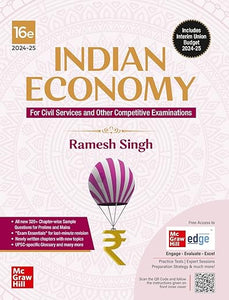 Indian Economy (English) | 16th Edition | UPSC Civil Services Exam | State Administrative Exams | McGraw Hill edge Access: Summary of Union Budget & Economic Survey, Model Answers, Videos & Webinars