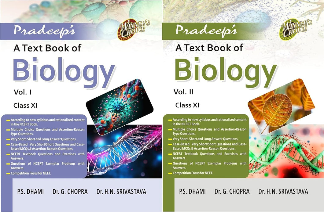 Pradeep’s A Text Book of Biology for Class 11 (Vol. 1 & 2) - Examination 2024-25