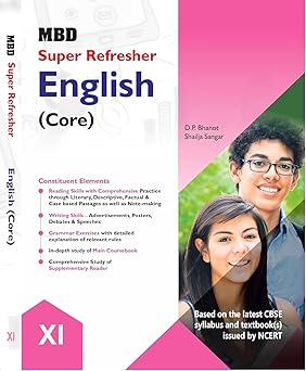 MBD Super Refresher English Core Class XI For 2026 Exams, CBSE NCERT Based Study Guide with Reading, Writing and Grammar Practice MBD English Refresh 11th Class New Edition 2026