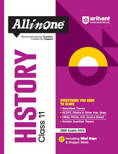 Load image into Gallery viewer, Arihant All in One History Class 11 for CBSE Exams 2025-26 | Simplified Theory, All Types of Exam Pattern Questions, Diksha &amp; Other Imp. Ques, CBQs, MCQs, A-R, Source Based, Sample Question Papers, Mind Maps, &amp; Project Work
