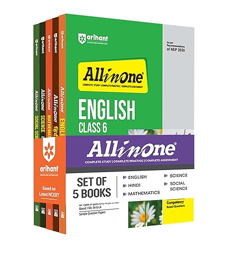 Arihant All In One Science, Social Science, Mathematics, English and Hindi Class 6th Based On Latest NCERT For CBSE Exams 2025 | Mind map | All type of Questions, MCQs, Extract Based, VSA, SA & LA (Set of 5 Books)