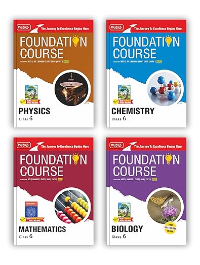 MTG Foundation Course Class 6 Physics, Chemistry, Mathematics & Biology Book (Edition 2025) (Set of 4 Books) For IIT JEE, NEET, NSO Olympiad, CUET, NVS, KVPY & Boards Exam | Based on NCERT Latest