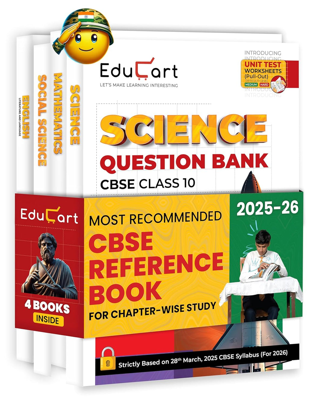 Educart CBSE Question Bank Class 10 Bundle - Science, Mathematics, Social Science and English on New Syllabus 2025-26 (Introducing Unit Test Worksheets for 2026 Boards)