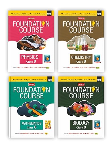 MTG Foundation Course Class 8 Physics, Chemistry, Mathematics & Biology Book (Set of 4) For IIT JEE, NEET, NSO Olympiad, NTSE, NVS, KVPY & Boards Exam | Based on NCERT Latest Pattern 2024-25