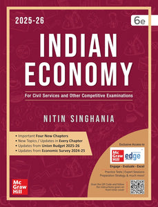 Indian Economy by Nitin Singhania (IAS) | 6th edition | Civil Services Exam - Prelims, Mains | State PSCs exams/ PCS exams | Chapter-wise Previous Years' Questions (2010-24) | pluck-out chart | Updated Economic Survey 2024-25 & Union Budget 2025-26