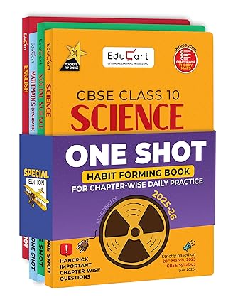 Educart CBSE Class 10 One Shot Question Bank 2025-26 Science, Mathematics, Social Science and English (for 2026 exam) 4 Book Bundle