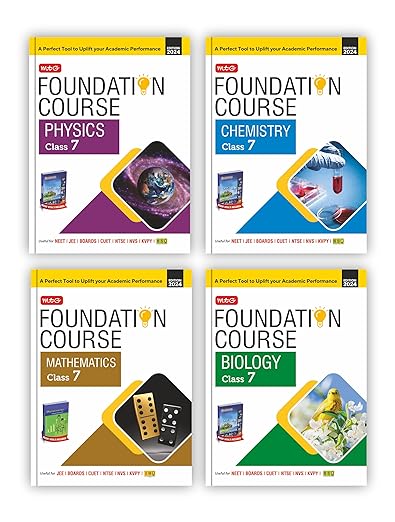 MTG Foundation Course Class 7 Physics, Chemistry, Mathematics & Biology Book (Set of 4) For IIT JEE, NEET, NSO Olympiad, NTSE, NVS, KVPY & Boards Exam | Based on NCERT Latest Pattern 2024-25