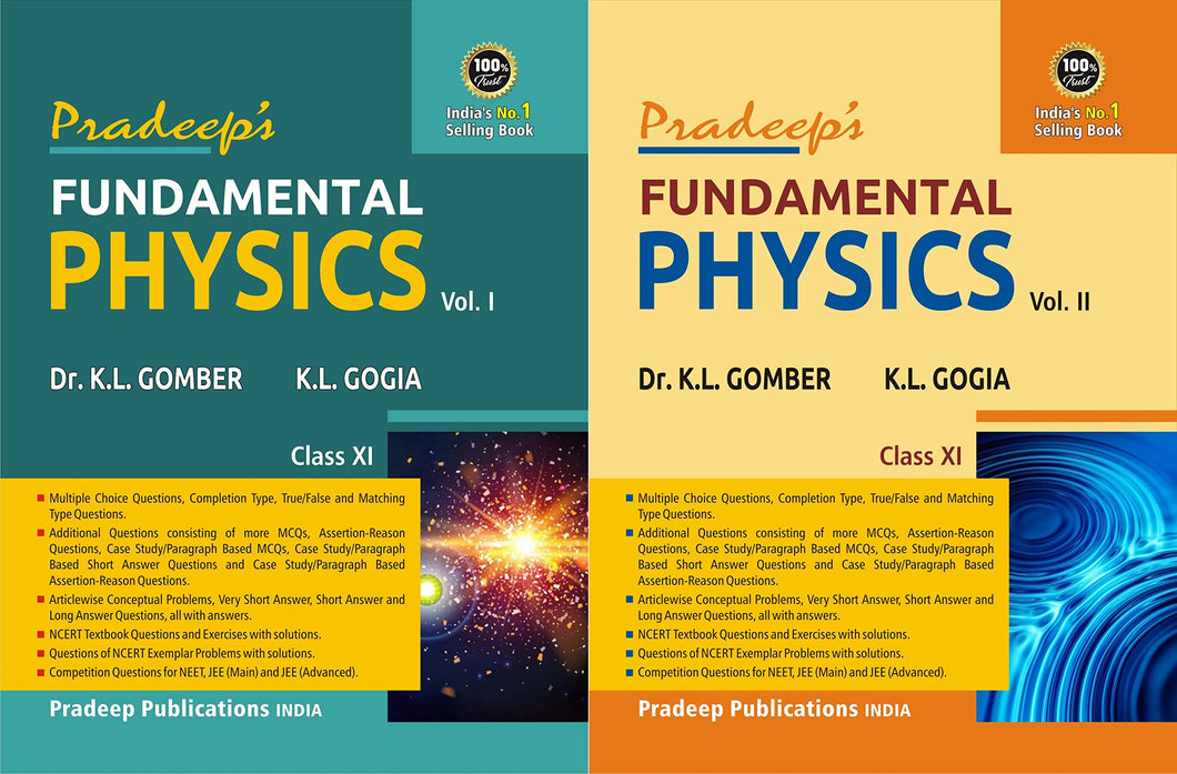 Pradeep's Fundamental Physics for Class 11 (Set of 2 Vol.) For exam 2023-24
