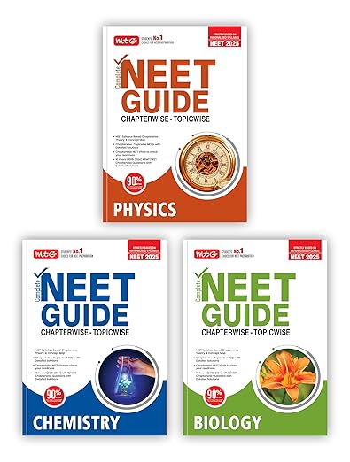 MTG Complete NEET Guide Physics, Chemistry & Biology Book For 2025 Exam - NEET NMC Syllabus Based Chapterwise Theory & Concept Map | 10 Years Chapterwise Questions (PYQs) with Detailed Solutions (Set of 3)