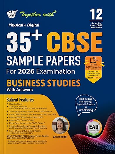 Together with 35+ CBSE Sample Papers Class 12 Business Studies for 2026 Board Exam | EAD Series in Physical + Digital Edition Includes Solved & Unsolved Papers with CBQs & Topper’s Answer Sheet