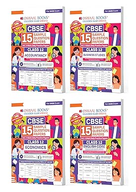 Oswaal CBSE 15 Sample Question Papers Class 12 Accountancy, Business Studies, Economics & English Core (Set of 4 Books) for 2026 Board Exam (As per CBSE Sample Question Paper issued on 30 July 2025), includes 5 Most Likely SQPs & all types of CBQs