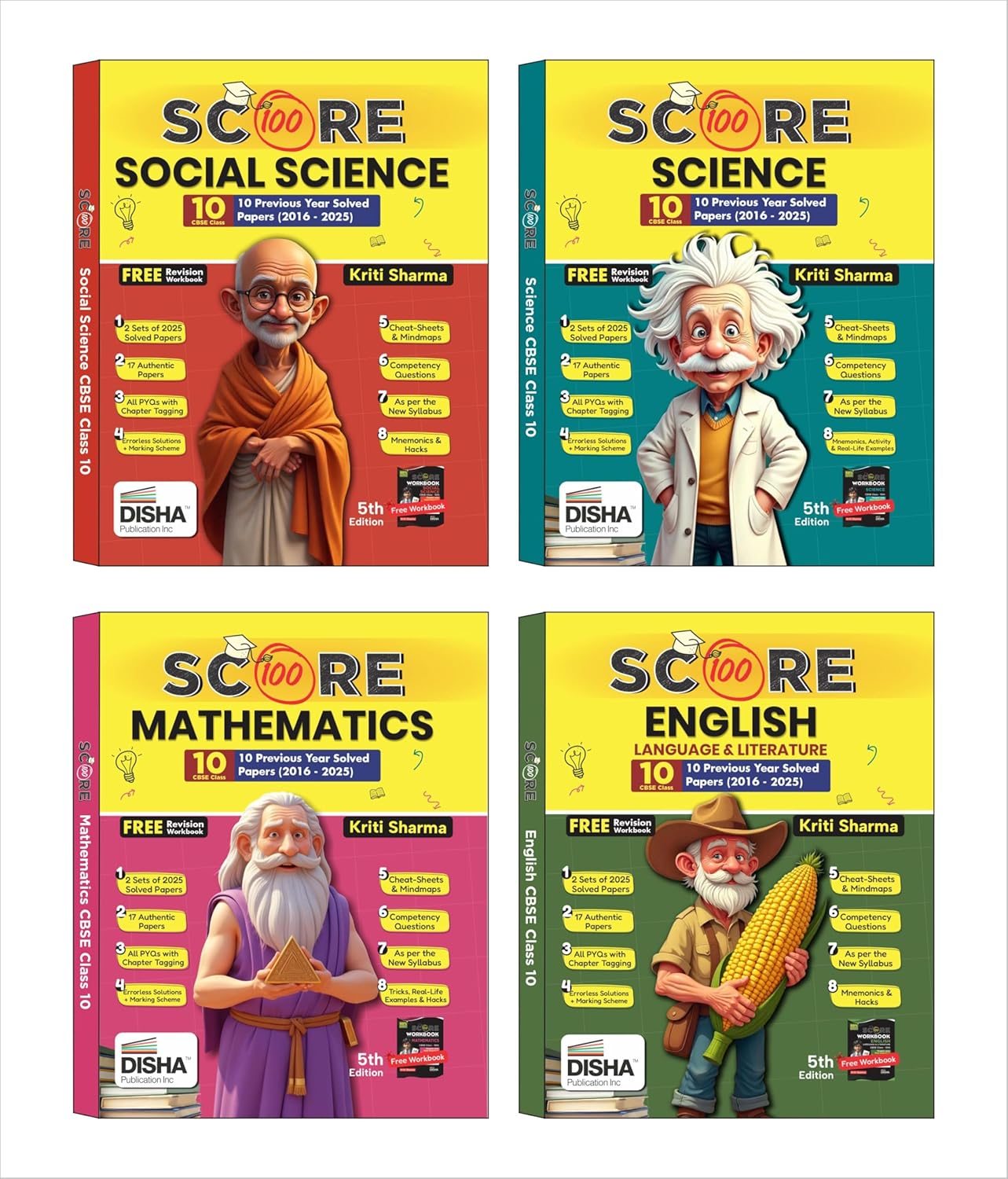 Disha (Set of 4 Books) Score 100 Science, Mathematics, Social Science ...