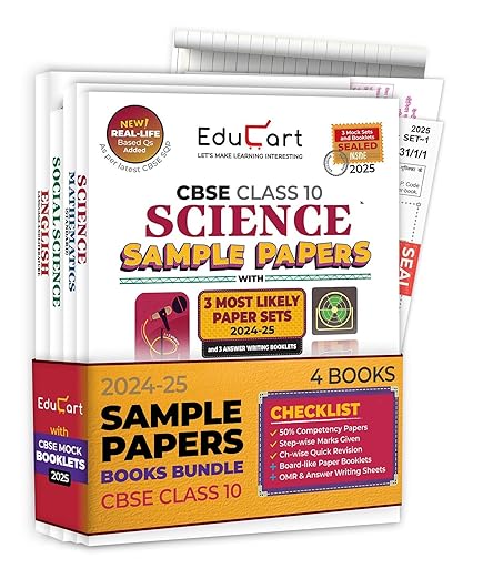 Educart CBSE Sample Paper Class 10 2024-25 - Science, Mathematics (Standard), Social Science & English Combo Set of 4 Books