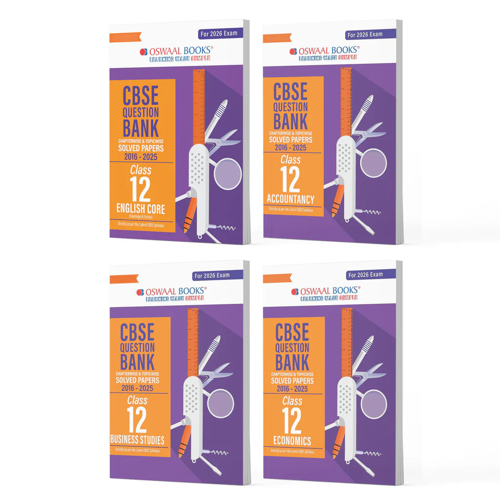 OSWAAL CBSE Question Bank Class 12 Set of 4 Books | English Core | Accountancy | Business Studies | Economics | Chapterwise & Topicwise Solved Papers | For 2026 Board Exams
