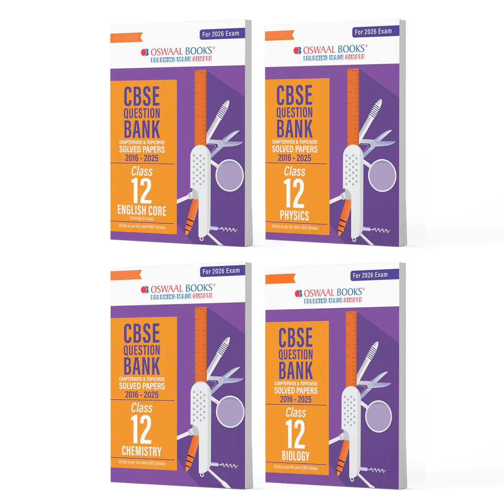 OSWAAL CBSE Question Bank Class 12 Set of 4 Books | English Core | Physics | Chemistry | Biology | Chapterwise & Topicwise Solved Papers | For 2026 Board Exams