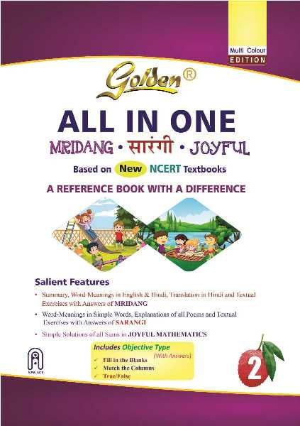 Golden All In One for Class 2 (Mridang, Sarangi, Joyful) Reference Book NCERT Based