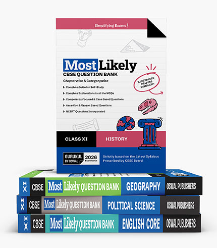 Gurukul by Oswal Most Likely CBSE Question Bank Class 11 Bundles (Set of 4) : History, Geography, Political Science & English for Exam 2026