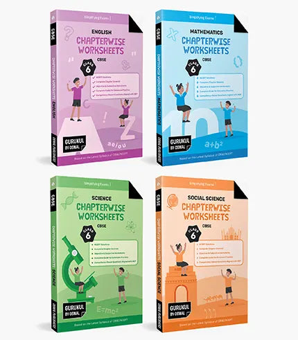 Gurukul by Oswal Chapterwise Worksheets CBSE Class 6 Bundles (Set of 4) : Maths, Science, Social Science, English for Exam 2026