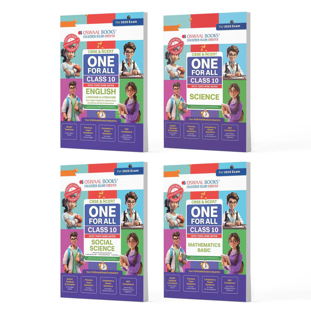 CBSE & NCERT One For All Class 10 | English | Science | Social Science & Mathematics Basic | With Topic Wise Notes (Set Of 4 Books)