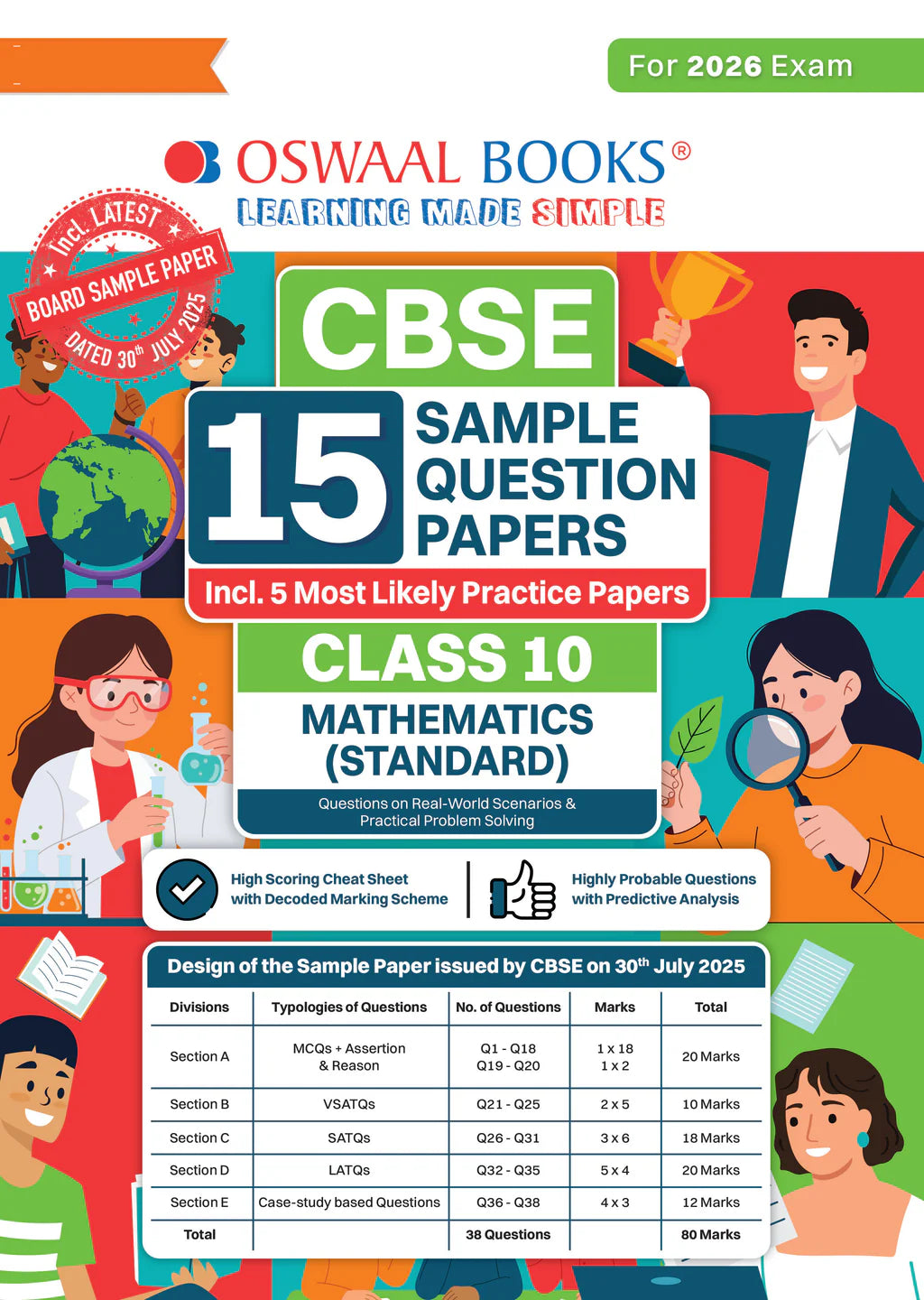 CBSE 15 Sample Question Papers Class 10 Mathematics Standard for 2026 Board Exam (As per CBSE Sample Question Paper issued on 30 July 2025), recommended by 2025 CBSE Toppers with Chapter wise Highly Probable Questions