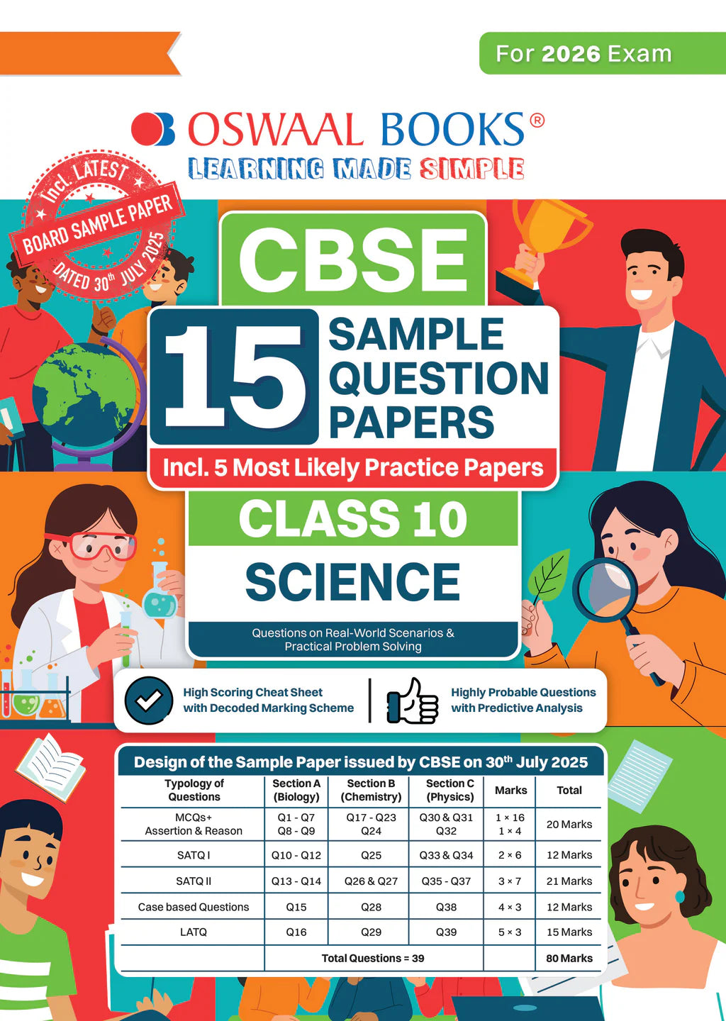 CBSE 15 Sample Question Papers Class 10 Science for 2026 Board Exam (As per CBSE Sample Question Paper issued on 30 July 2025), recommended by 2025 CBSE Toppers with Chapter wise Highly Probable Questions