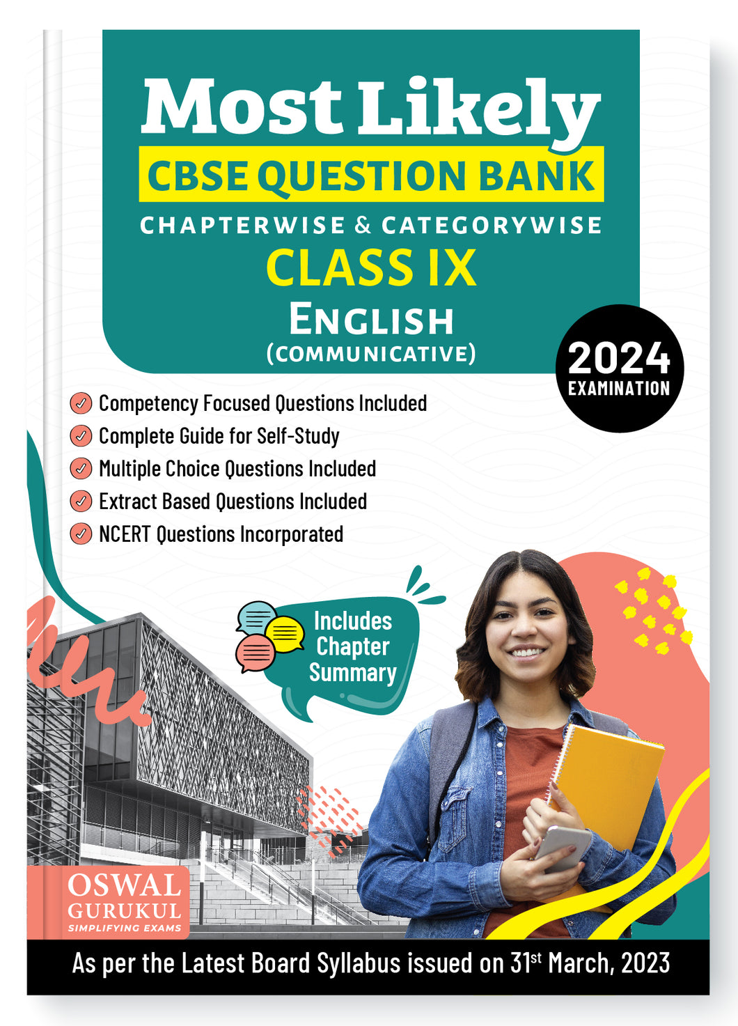 Oswal - Gurukul English Communicative Most Likely CBSE Question Bank for Class 9 Exam 2024 - Chapterwise & Categorywise, New Paper Pattern (MCQs, Extract Based, NCERT Questions), Self Study Guide