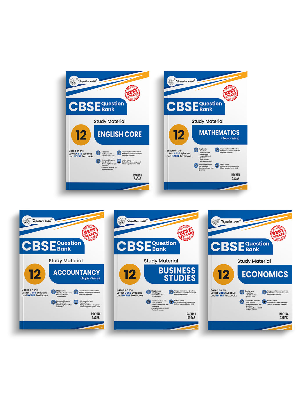 Together With CBSE Question Bank English Core, Mathematics, Accountancy, Business Studies, Economics Class 12 (Set of 5 books) Exam 2025-26