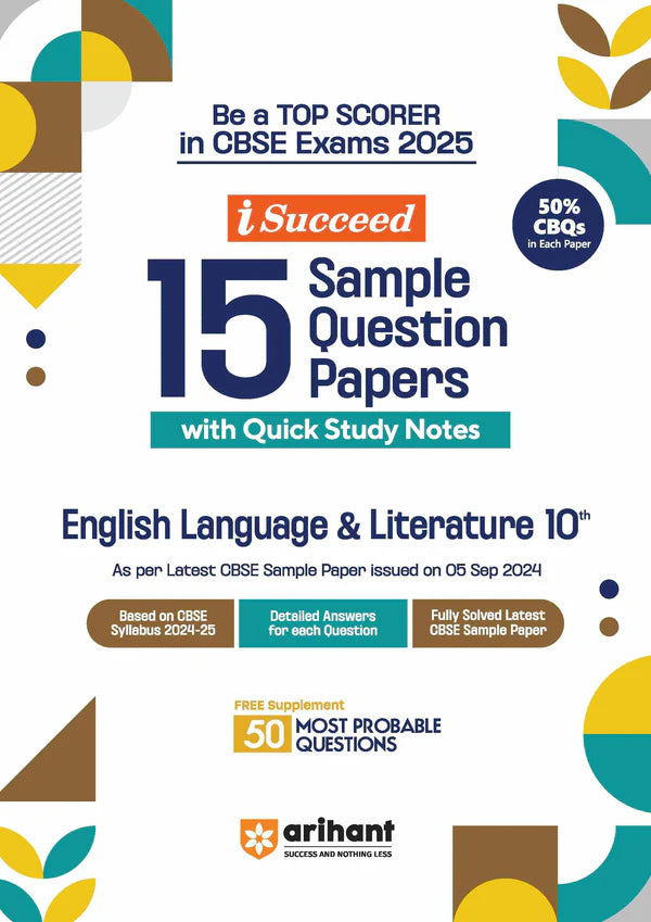 Arihant i-Succeed 15 Sample Question Papers for English Language and Literature Class 10th| For CBSE Exams 2025