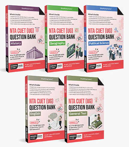 Gurukul By Oswal NTA CUET Question Bank Bundles (Set of 5) : History, Geography, Political Science, English & General Test for Exam 2025