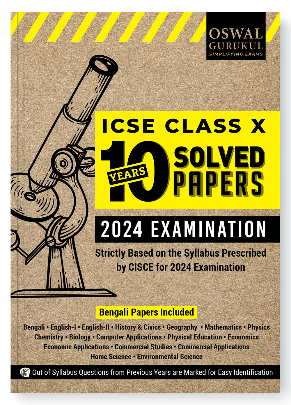 Oswal - Gurukul 10 Years Solved Papers (Bengali Papers Included) for ICSE Class 10 Exam 2024 - Comprehensive Handbook of 18 Subjects - Yearwise Board Solutions, Revised Syllabus
