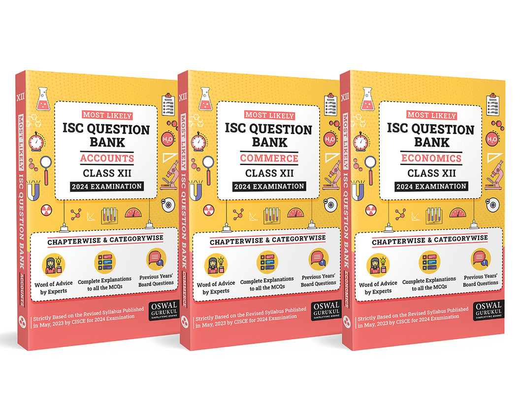 Oswal-Gurukul Most Likely ISC Commerce Stream Question Bank Class 12 Bundles (Set of 3) : Accounts, Commerce, & Economics for Exam 2024