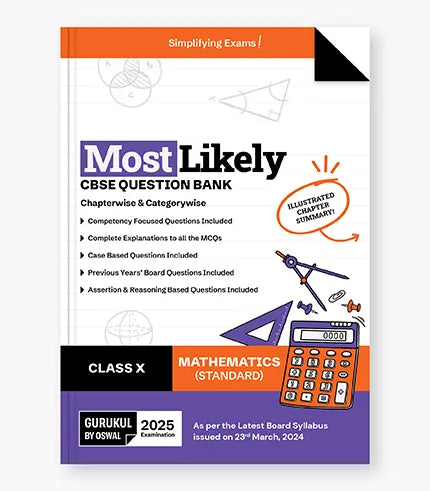 Gurukul By Oswal Mathematics Most Likely Question Bank : CBSE Class 10 for 2025 Exam