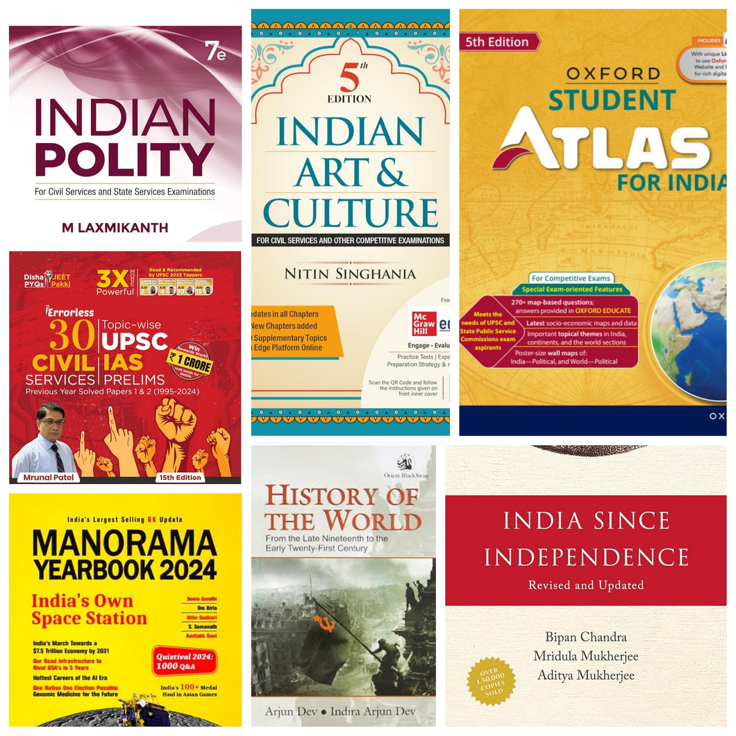 7 Books Combo For UPSC/IAS/IPS & other Exams (English Medium)