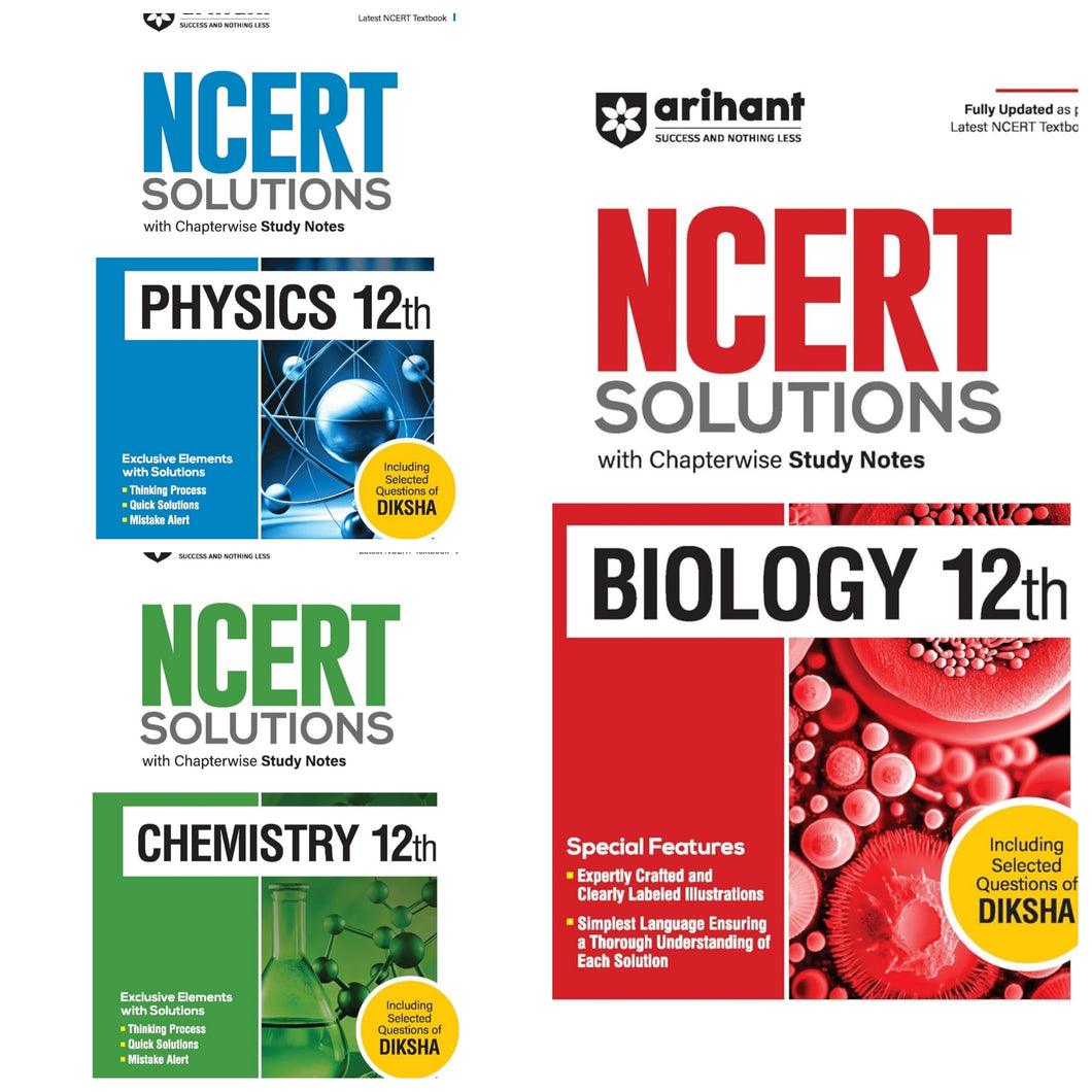 Arihant NCERT Solution Class 12 Physics, Chemistry & Biology- set of 3 books